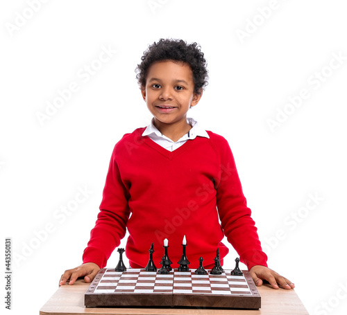 Cute African-American boy p...