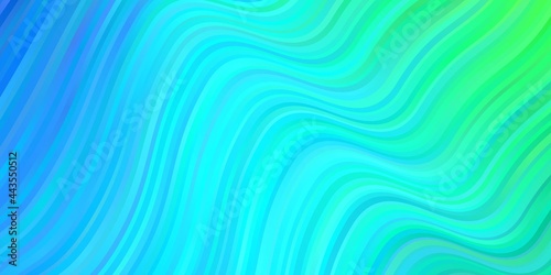 Light Blue, Green vector background with curved lines. © Guskova