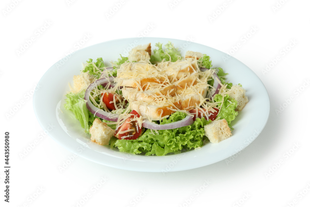 Plate with Caesar salad isolated on white background Plate with Caesar salad isolated on white background