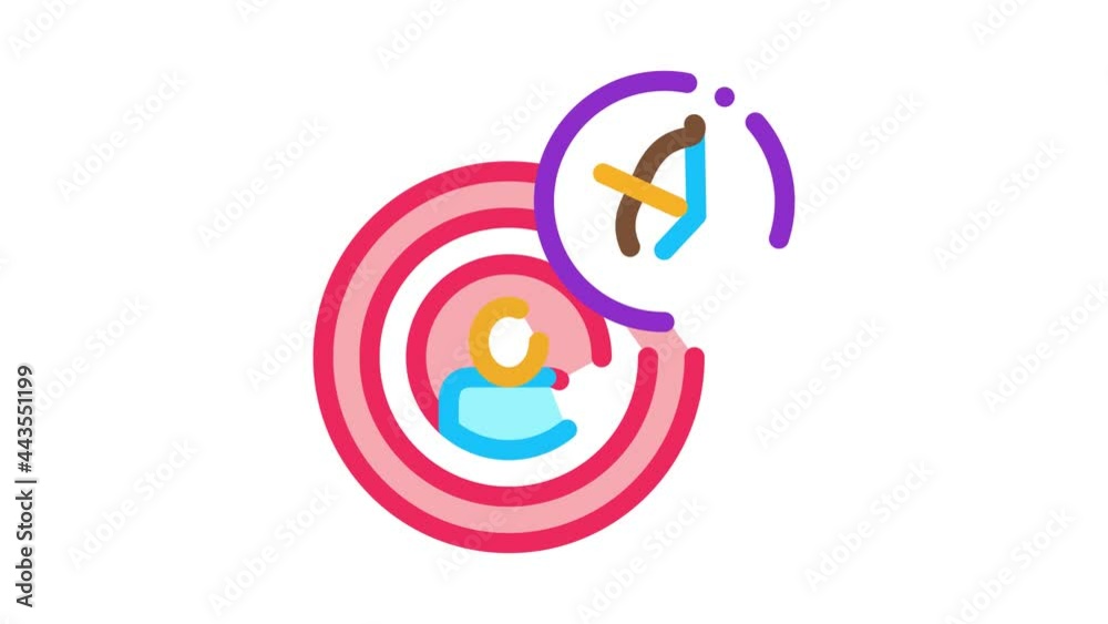 Human In Center Of Target Icon Animation. color Archery Activity Sport Equipment And Human In Middle Of Goal animated icon on white background Human In Center Of Target Icon Animation. color Archery Activity Sport Equipment And Human In Middle Of Goal animated icon on white background