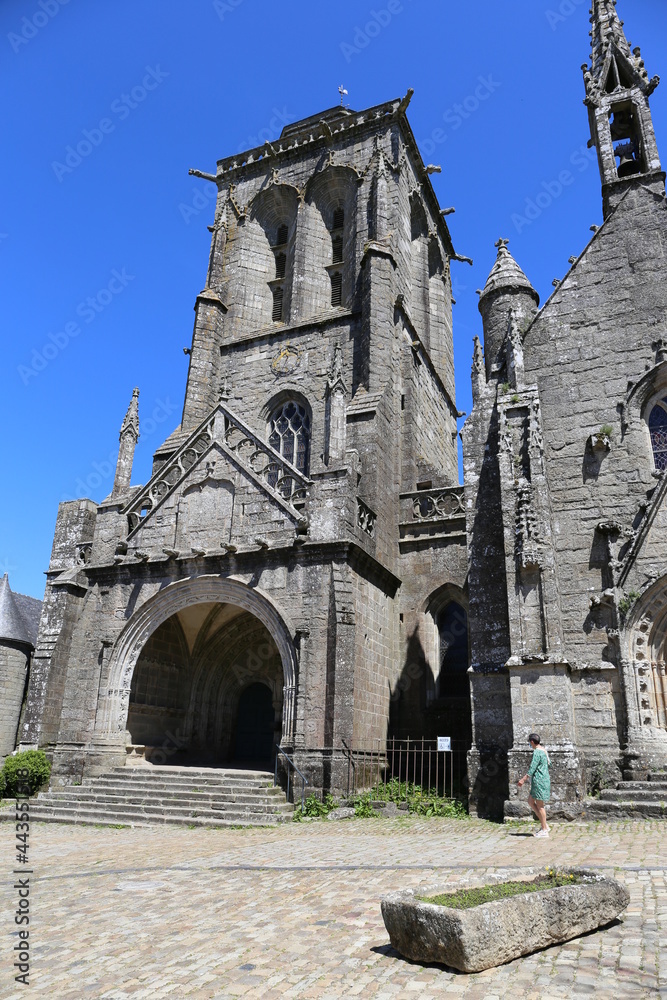 Locronan, France _June 2021, medieval streets of Locronan, a small town in Brittany, France. It is one of the most beautiful villages in France