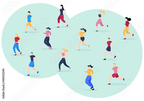 Jogging or Running Sports Background Illustration Men and Women for Active Body  Healthy Lifestyle  Outdoor Activities