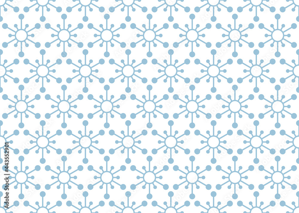 Abstract geometric pattern with lines, snowflakes. A seamless vector background. White and blue texture. Graphic modern pattern