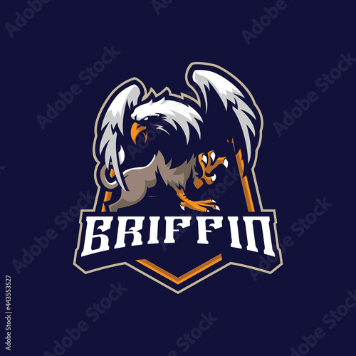 Griffin mascot logo design vector with modern illustration concept style for badge, emblem and t shirt printing. Angry griffin illustration for sport and esport team.
