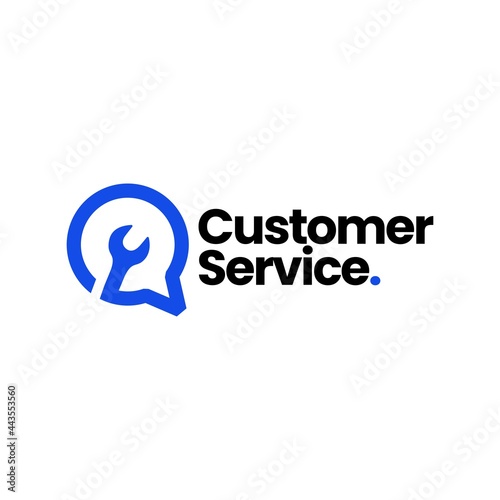 service talk wrench chat bubble customer call automotive logo vector icon illustration