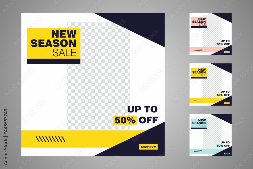 New set of editable minimal banner templates. Suitable for social media posts and web or internet ads. Vector illustration with photo college. New set of editable minimal banner templates. Suitable for social media posts and web or internet ads. Vector illustration with photo college.