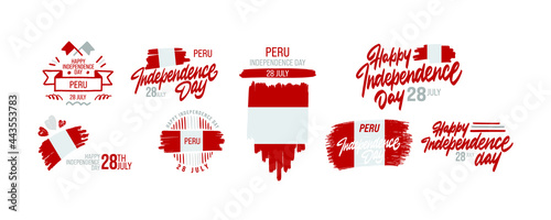 Set of Happy independence day of PERU PERU country. Elegant vector background