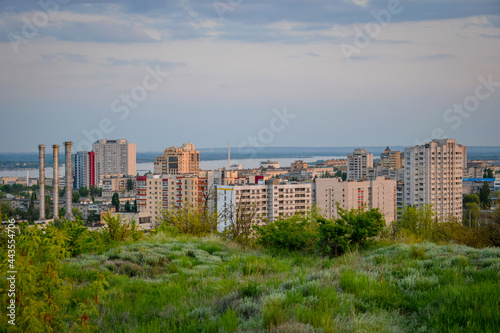 Panoramic evening view of the Volgograd city