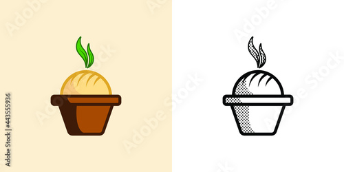 bread in a plant pot design logo icon