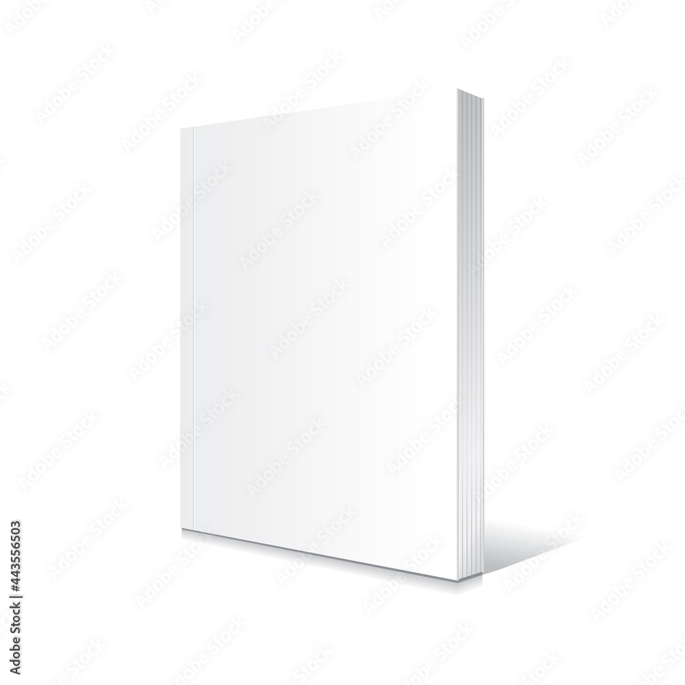Blank white standing thin softcover book or magazine mockup template. Blank white standing thin softcover book or magazine mockup template.