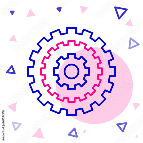 Line Bicycle cassette mountain bike icon isolated on white background. Rear Bicycle Sprocket. Chainring crankset with chain. Colorful outline concept. Vector