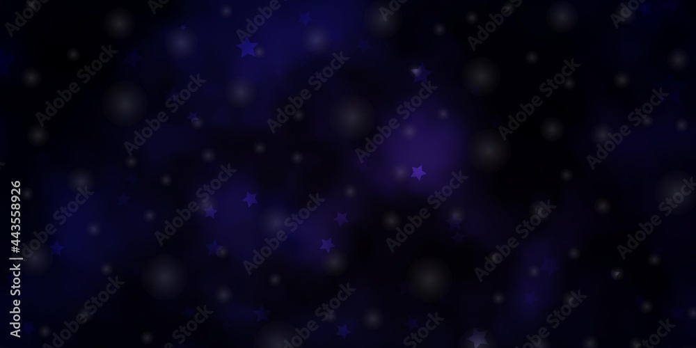 Fototapeta premium Dark Purple vector background with small and big stars.