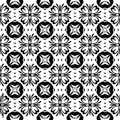 floral seamless pattern background.Geometric ornament for wallpapers and backgrounds. Black and white   pattern. 