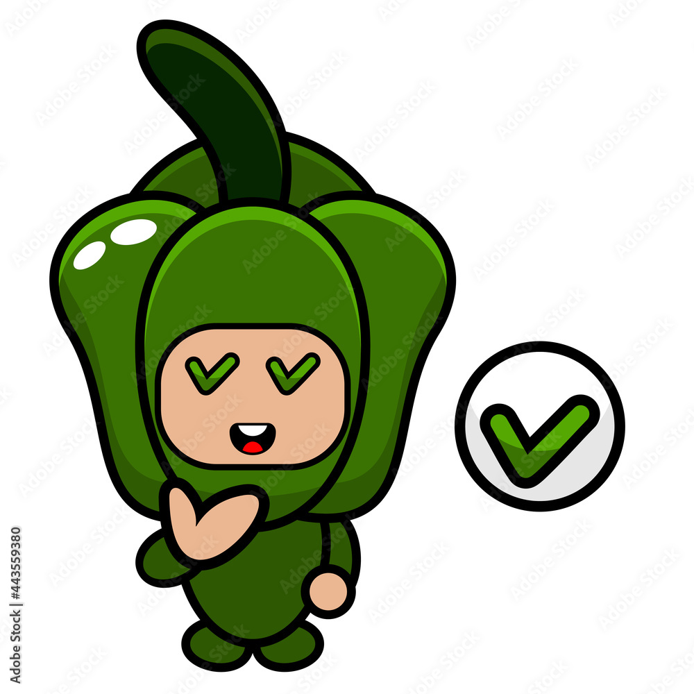 green pepper mascot costume vector cartoon character in true style. very suitable for posters, printed fabrics, children's clothes green pepper mascot costume vector cartoon character in true style. very suitable for posters, printed fabrics, children's clothes