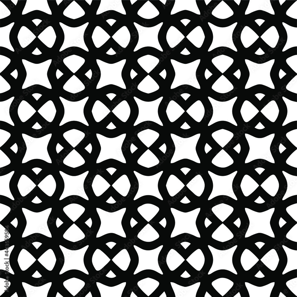 Naklejka premium floral seamless pattern background.Geometric ornament for wallpapers and backgrounds. Black and whitepattern. 