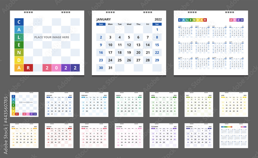 2022 calendar. Set desk calendar for template corporate design. Week start on Sunday. 2022 calendar. Set desk calendar for template corporate design. Week start on Sunday.