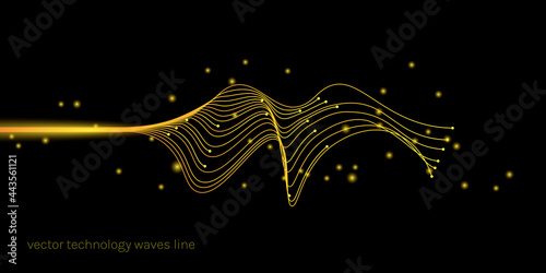 Abstract waves line big data technology background illustration