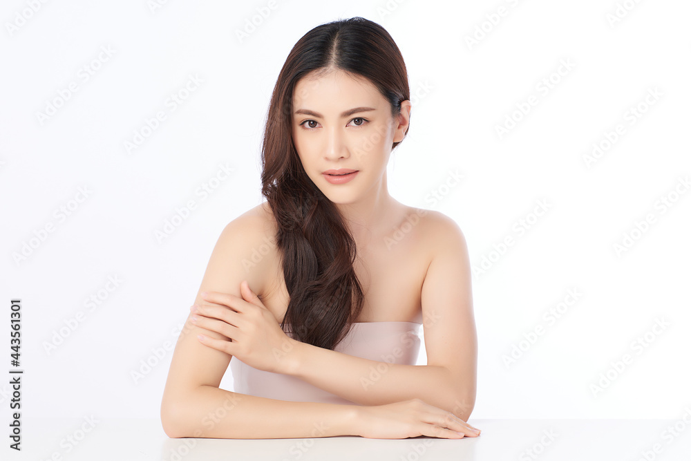 Beautiful young asian woman with clean fresh skin on white background, Face care, Facial treatment, Cosmetology, beauty and spa, Asian women portrait. Beautiful young asian woman with clean fresh skin on white background, Face care, Facial treatment, Cosmetology, beauty and spa, Asian women portrait.