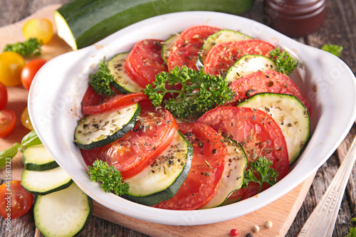 tian- zucchini,  tomato and herbs