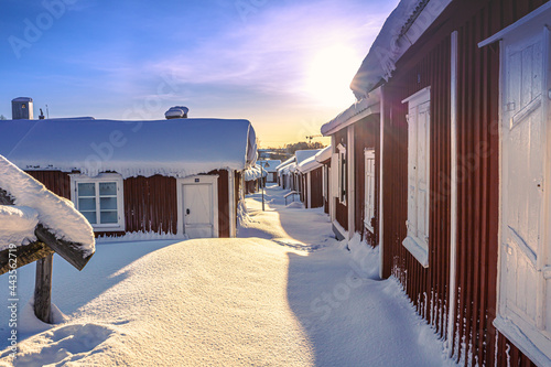 The old town of Gammelstaden in Luleå, northern Sweden photo