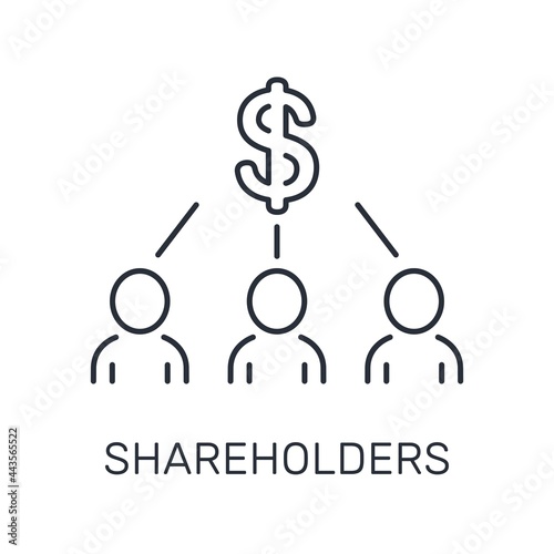 Shareholder group. Vector linear icon isolated on white background.