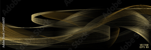 Abstract Golden and Yellow Pattern with Waves. Beige Smoke. Striped Linear Texture. Vector. 3D Illustration