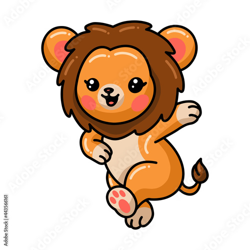 Cute little lion cartoon posing