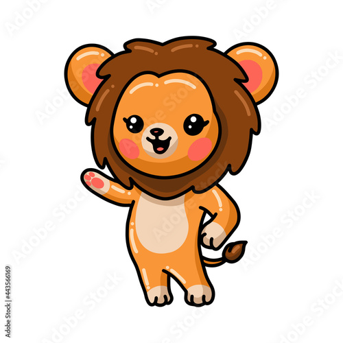 Cute little lion cartoon presenting
