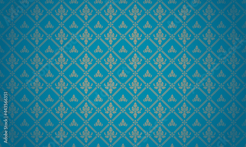 Luxury Thai pattern blue background vector illustration. lai Thai element pattern. Gold and Blue theme