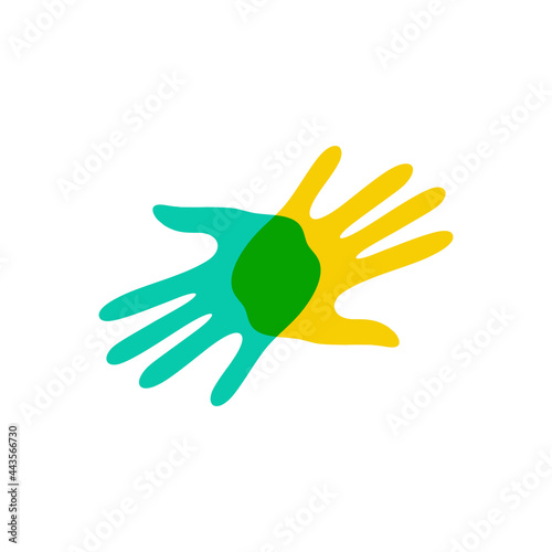 Hand diversity team community logo design vector illustration
