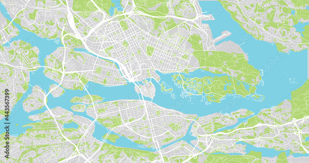 Urban vector city map of Stockholm, Sweden, Europe