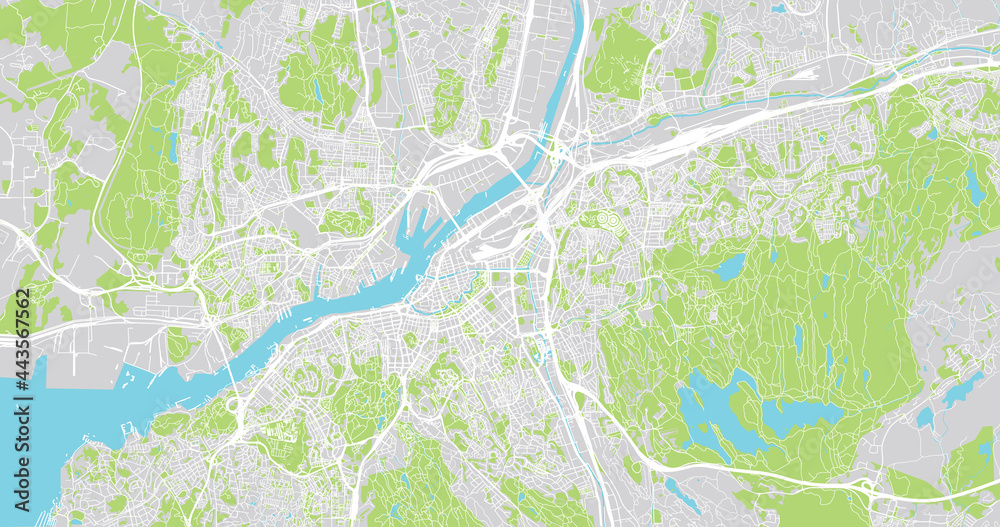 Urban vector city map of Gothenburg, Sweden, Europe