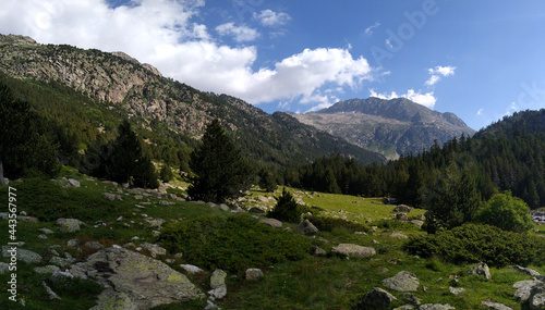 Landscape in the National Park of Aigüestortes and Lake of Sant Maurici. Pyrenees Mountains. Spain.