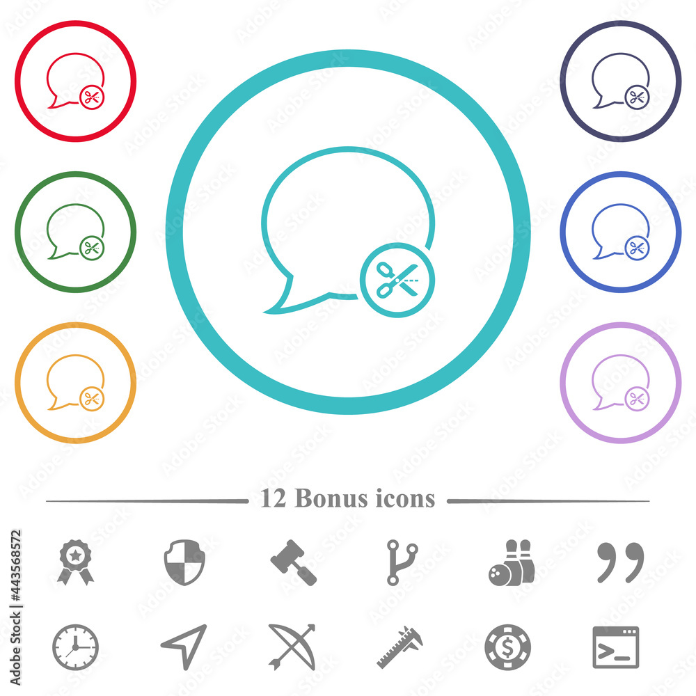 Cut message flat color icons in circle shape outlines Cut message flat color icons in circle shape outlines