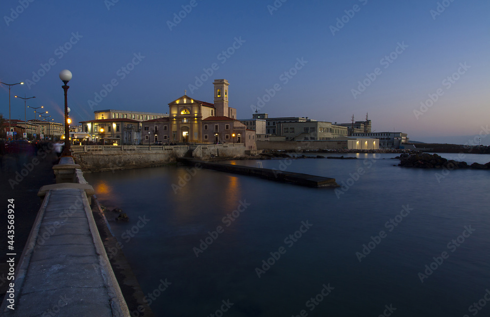 seafront of Livorno just after sunset, Tuscany Italy
