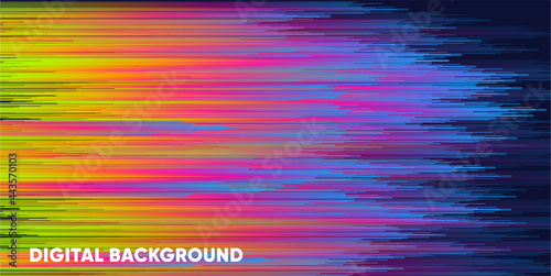 Futuristic neon glitch lines. Digital Art Abstract Vector Background. Dynamic Stripes in Movement Conceptual Illustration. Cyberpunk style
