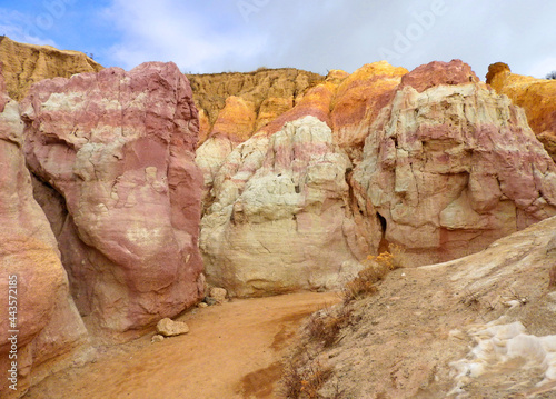 the fantastically-colored and eroded pink and yellow hoodoos of the paint mines  near calhan  in el paso county  colorado