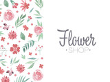 Floral Cover for Flower Shop Design Vector Template