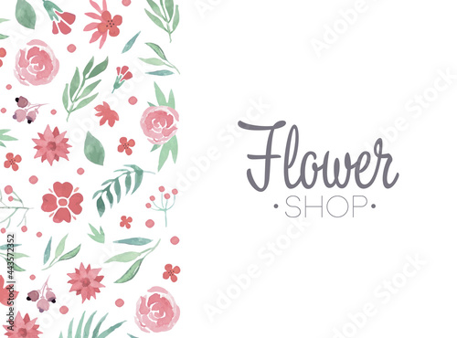 Floral Cover for Flower Shop Design Vector Template