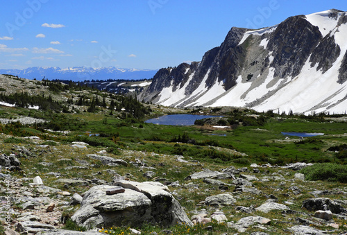 the spectacular peaks of the medicine bow range and lookout lake in the medicine bow national forest in southeastern wyoming photo