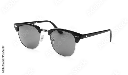 Sunglasses with black plastic frame isolated