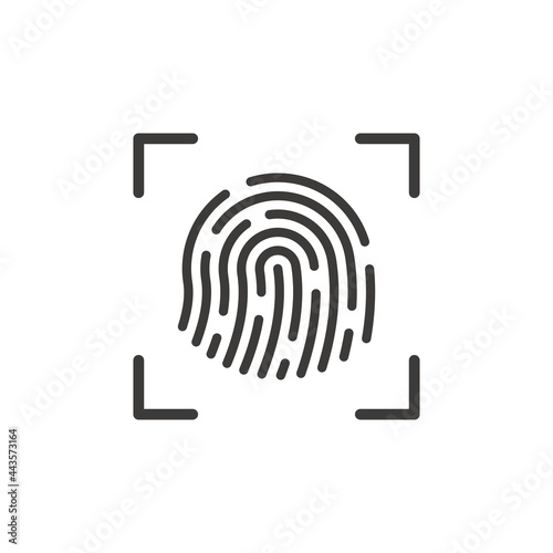 Fingerprint scan black vector icon. Print scanner symbol.
