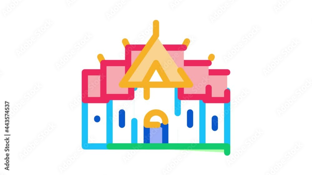 Traditional Thai Building Icon Animation. color Old Architecture Thailand Building, Historic National Construction animated icon on white background Traditional Thai Building Icon Animation. color Old Architecture Thailand Building, Historic National Construction animated icon on white background
