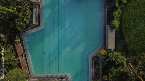 Aerial view of swimming pool in a countryside