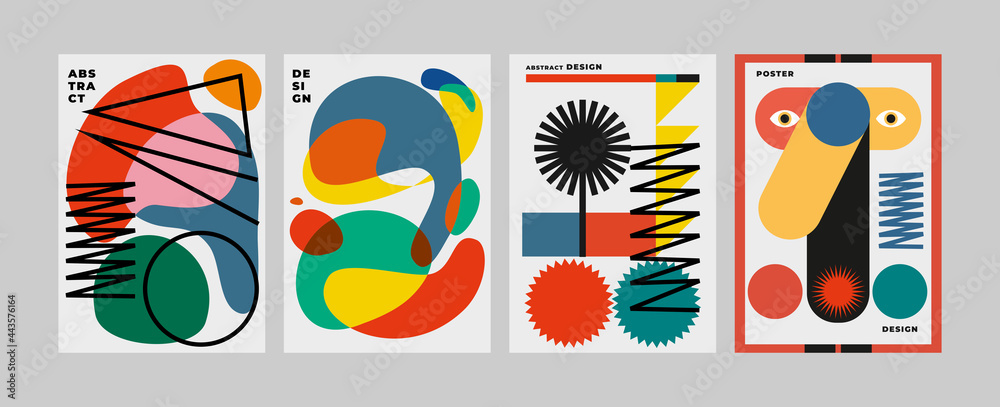 Abstract Art Pattern Poster Set Pack Template Vector