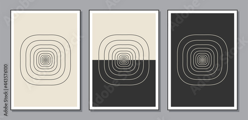 Set of minimal 20s geometric design posters, vector template