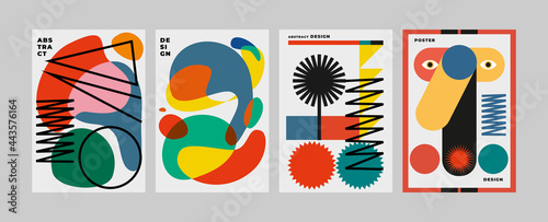 Abstract Art Pattern Poster Set Pack Template Vector