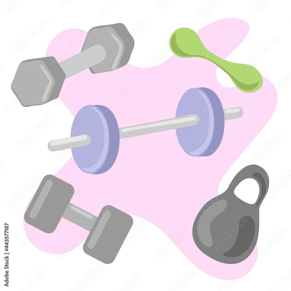 Dumbbells for sports exercises with free weights. Dumbells for home and gym workout. Athletic equipment for strength