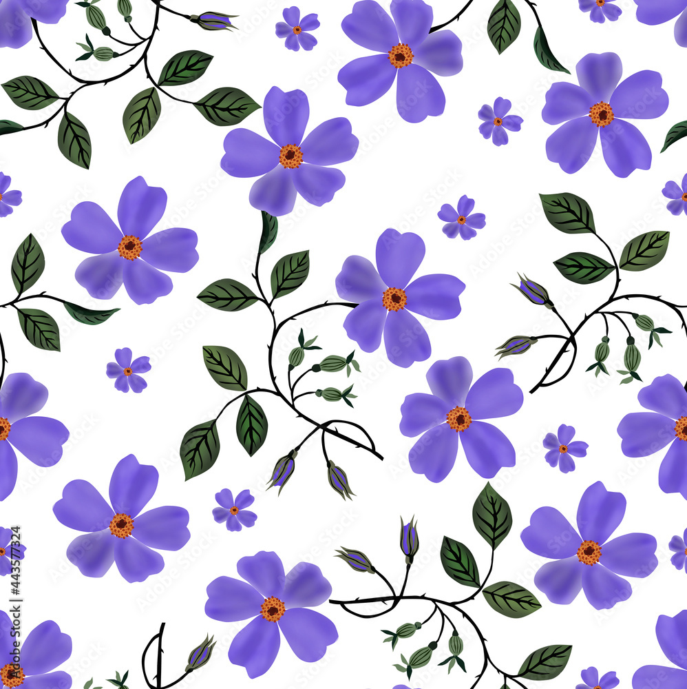 blue floral and leaf pattern design blue floral and leaf pattern design