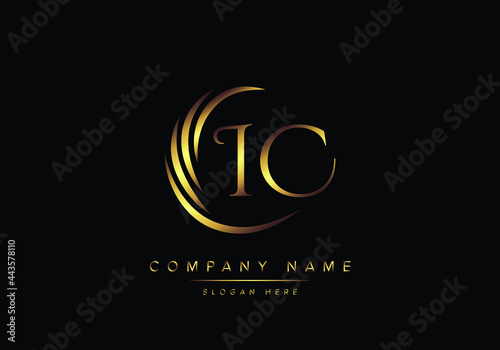 alphabet letters IC monogram logo, gold color elegant classical